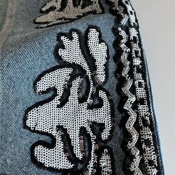 Anthropologie Dhruv Kapoor Sequin Denim Maxi Skirt - Picture 12 of 15